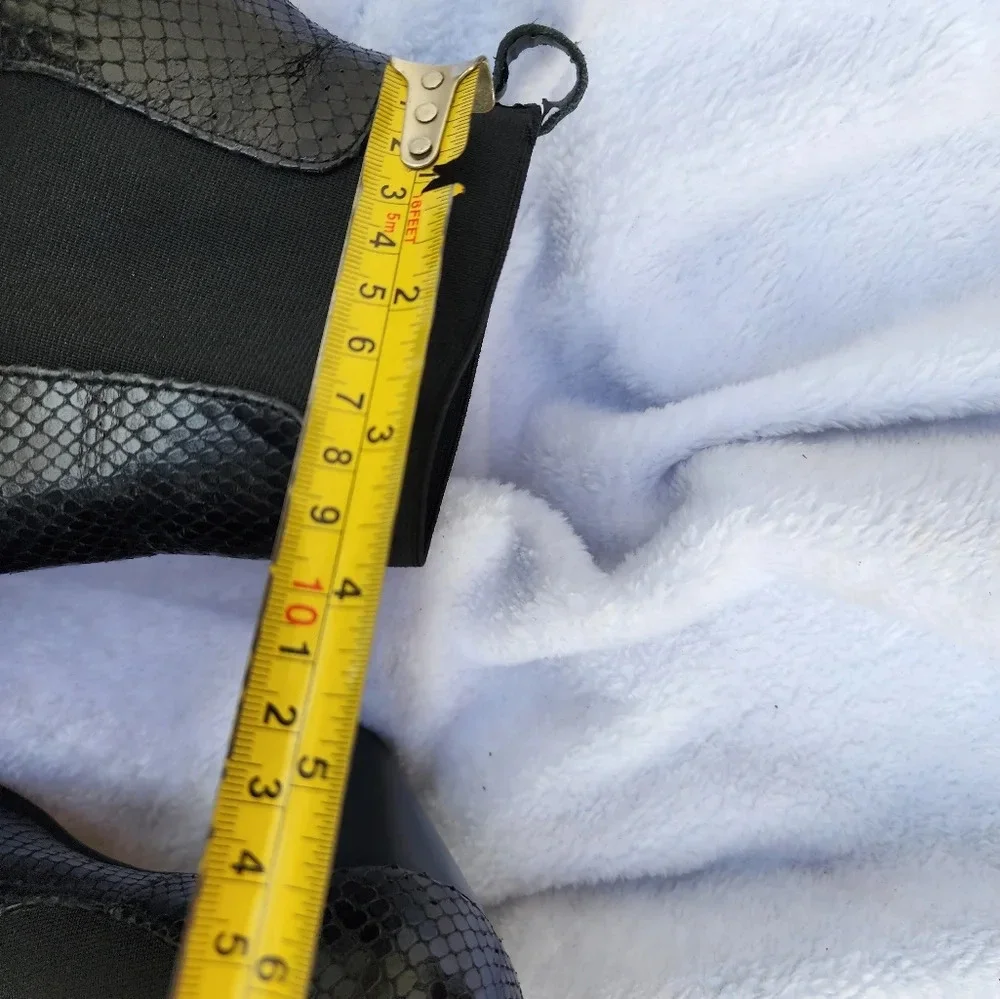 Zara Faux Snakeskin Chelsea Ankle Boots Black Pointed Toe Heeled 38 7.5 - Picture 10 of 12